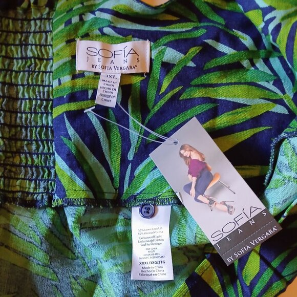 NWT SOFIA Vergara Tropical Peplum Top Women's 3XL - Picture 6 of 7